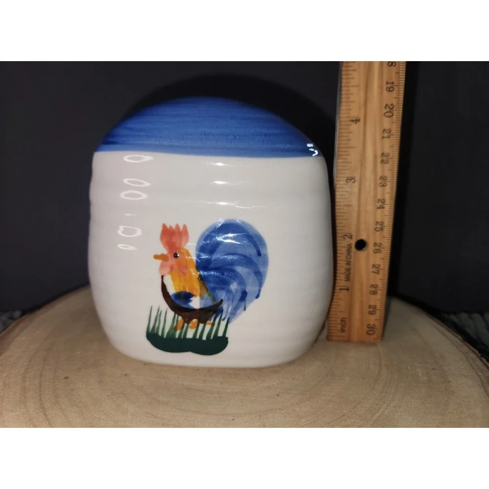 Vintage Alco‎ Ribbed Rooster Ceramic Napkin Holder Farm Cottage Core Coastal